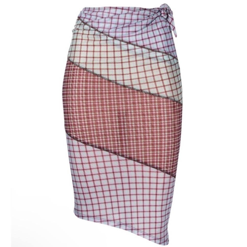 Miaou new w/tags “Jewett” print skirt in Bristol plaid. Size S self tie at side.